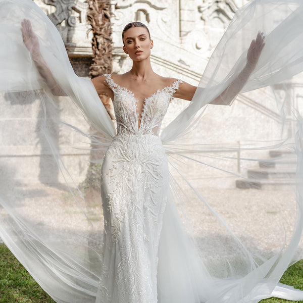 Ivory Satin A Line Lace Top Backless Wedding Dresses PW312 | Promnova